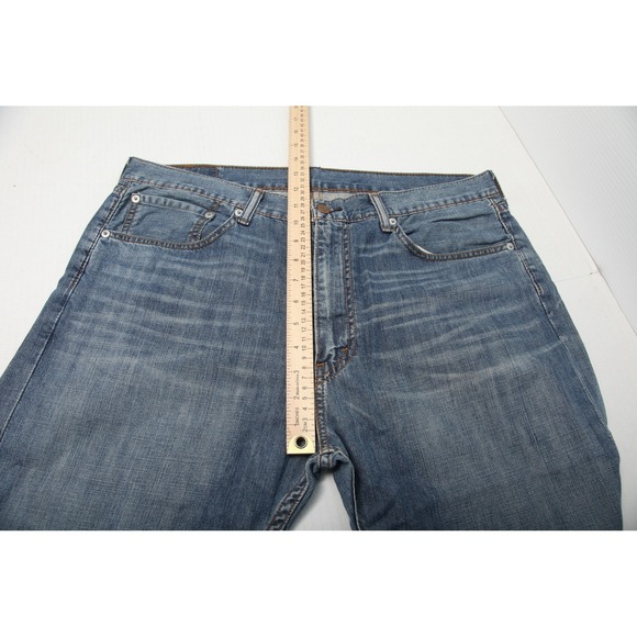 Levis 505 Jeans Mens 36x32 Blue Denim Straight Leg Medium Wash Classic Fit Pants - Picture 12 of 16
